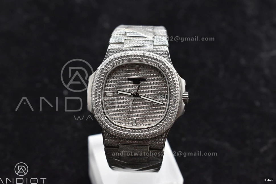 Full 5711 SS A324 Bezel Nautilus Dial Diamonds on TWF Diamonds Bracelet & 0328
